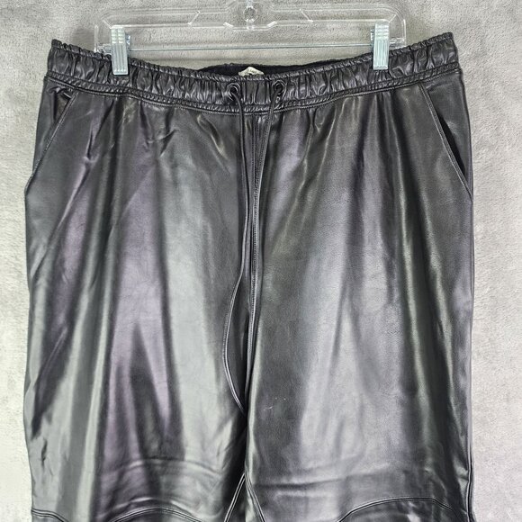 Womens Black Abercrombie & Fitch Vegan Leather Joggers Elastic Waist & Cuffs XL - Picture 4 of 12